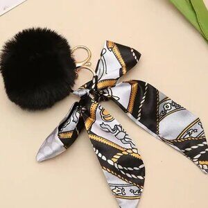 Chic Pom Pom Twilly Style Handbag Charm Keychain Accessory
